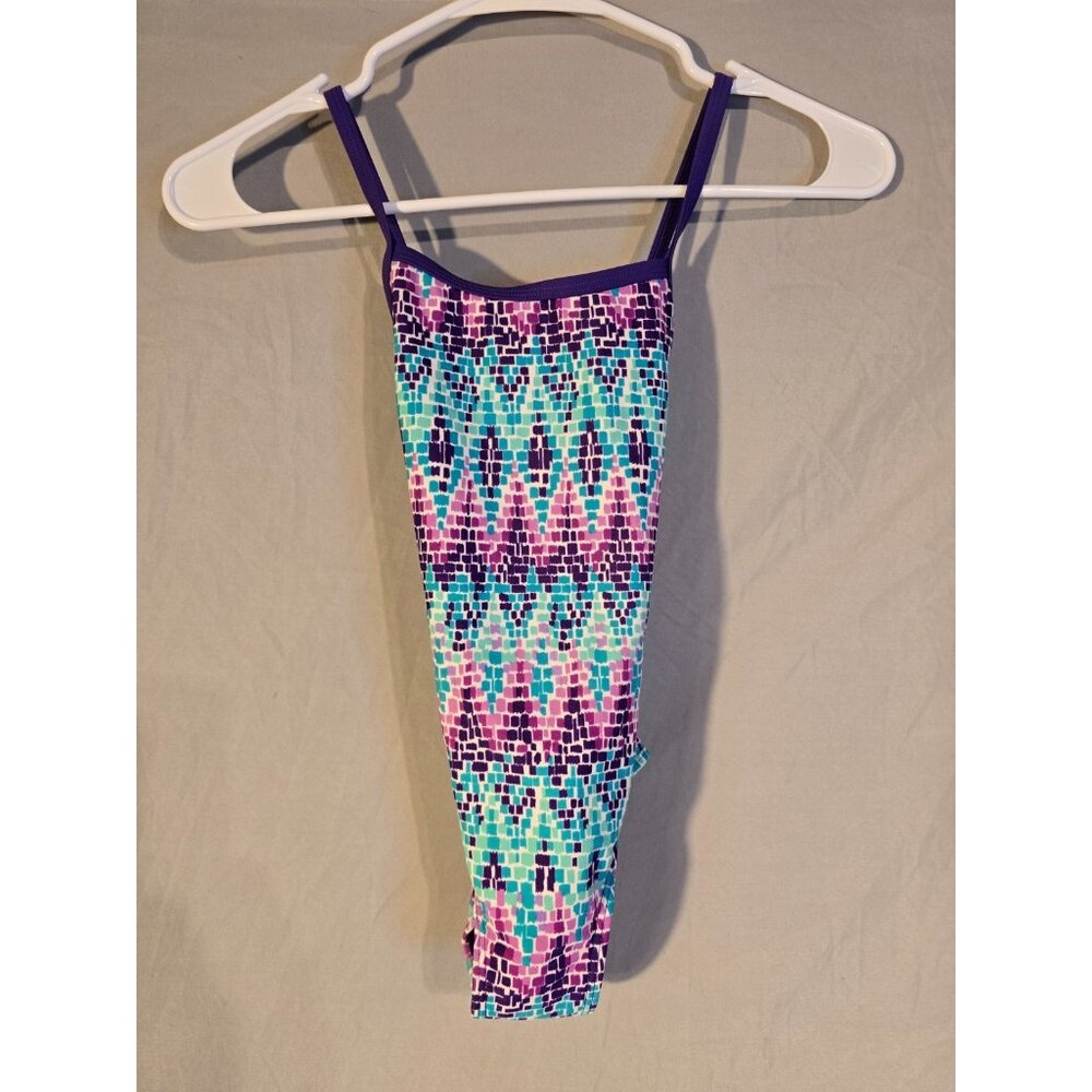 Kami Girls One Piece Swimsuit Tank Style Girls Size 8 Purple Teal Medium Beach